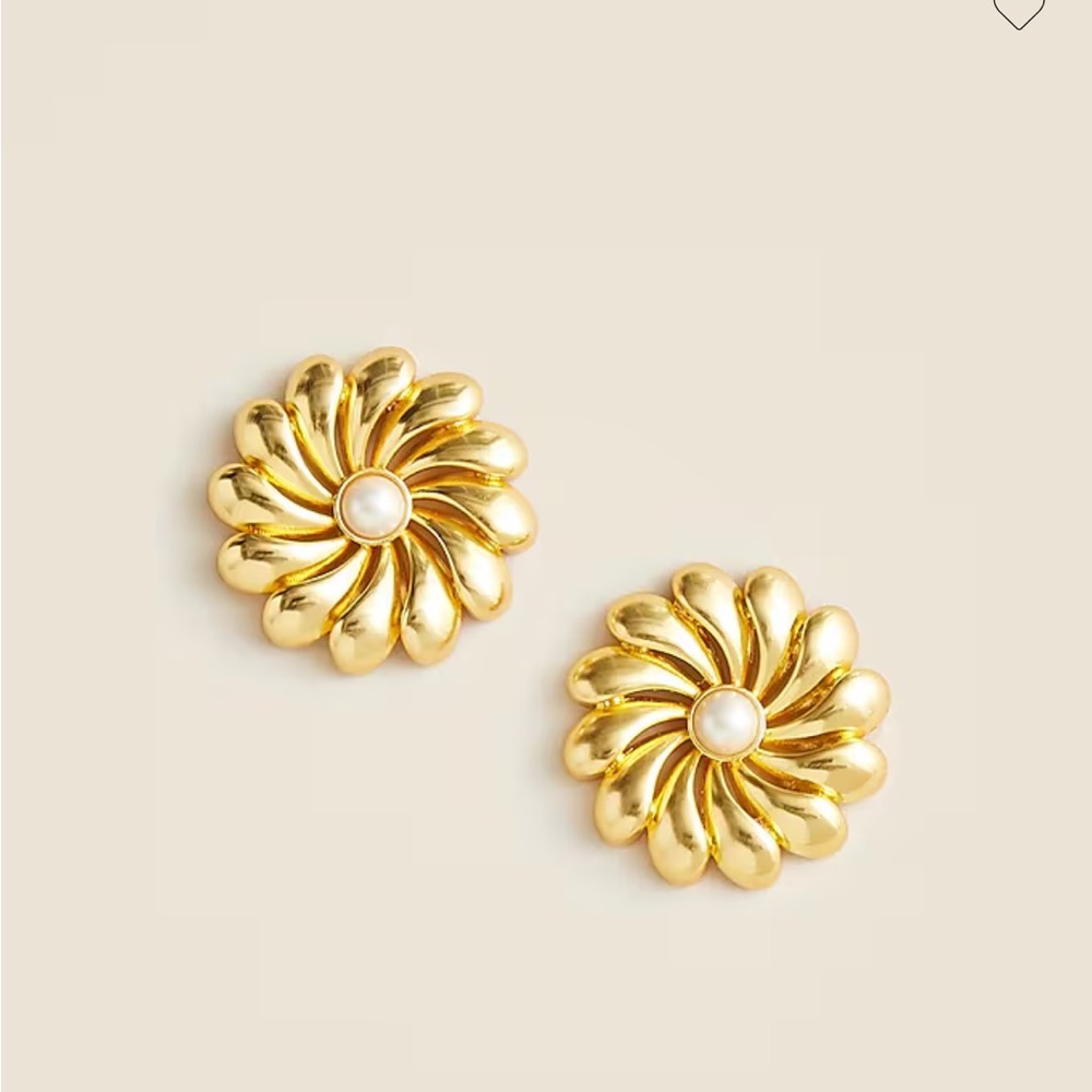 J Crew Metallic Flower Stud Earrings